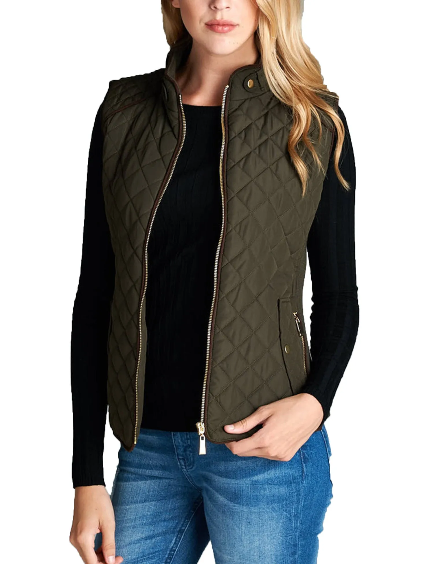 Womens Quilted Vest Fully Lined Lightweight Padded Vest Plus Size (S-3X)