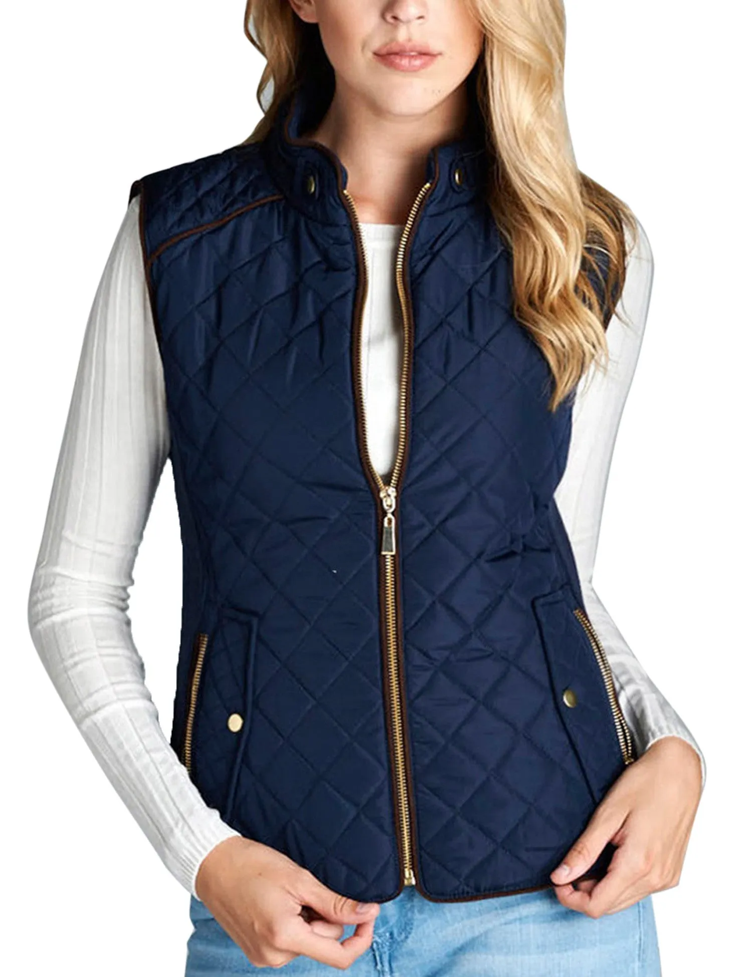 Womens Quilted Vest Fully Lined Lightweight Padded Vest Plus Size (S-3X)