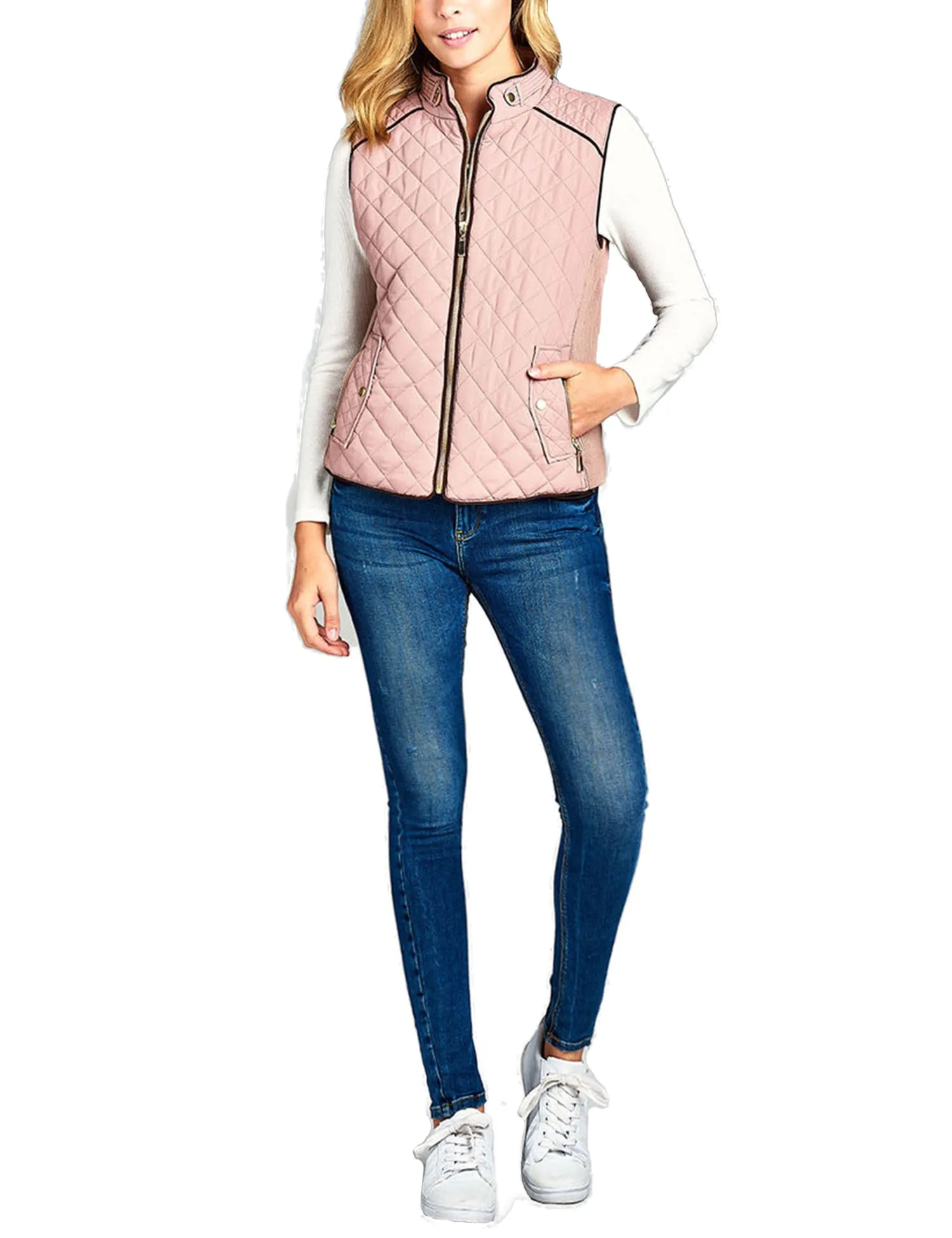 Womens Quilted Vest Fully Lined Lightweight Padded Vest Plus Size (S-3X)