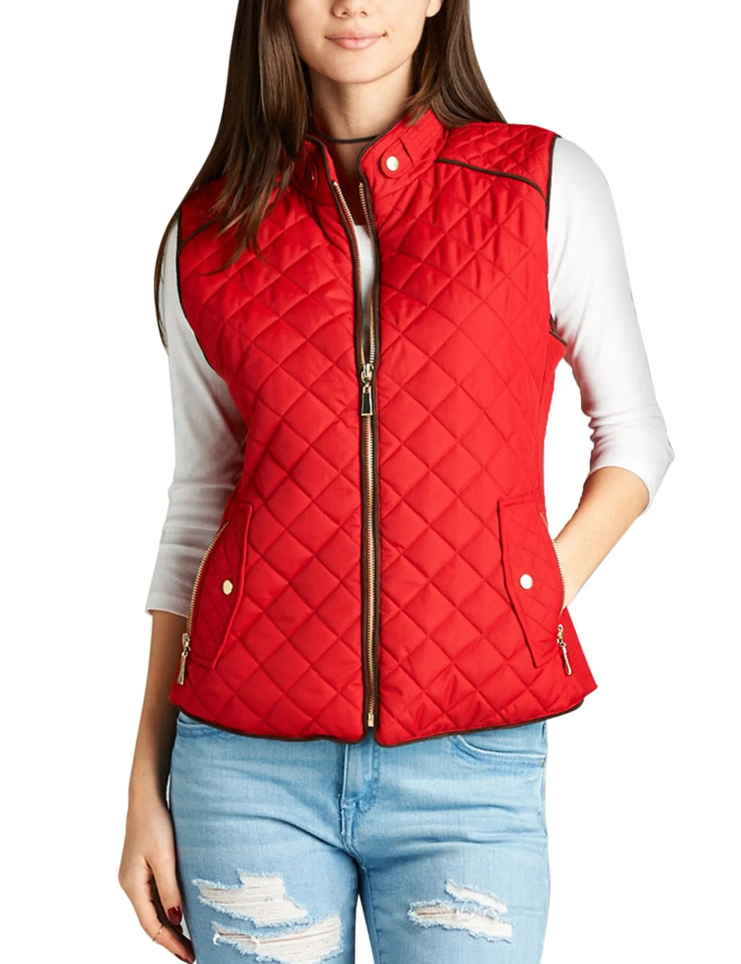 Womens Quilted Vest Fully Lined Lightweight Padded Vest Plus Size (S-3X)