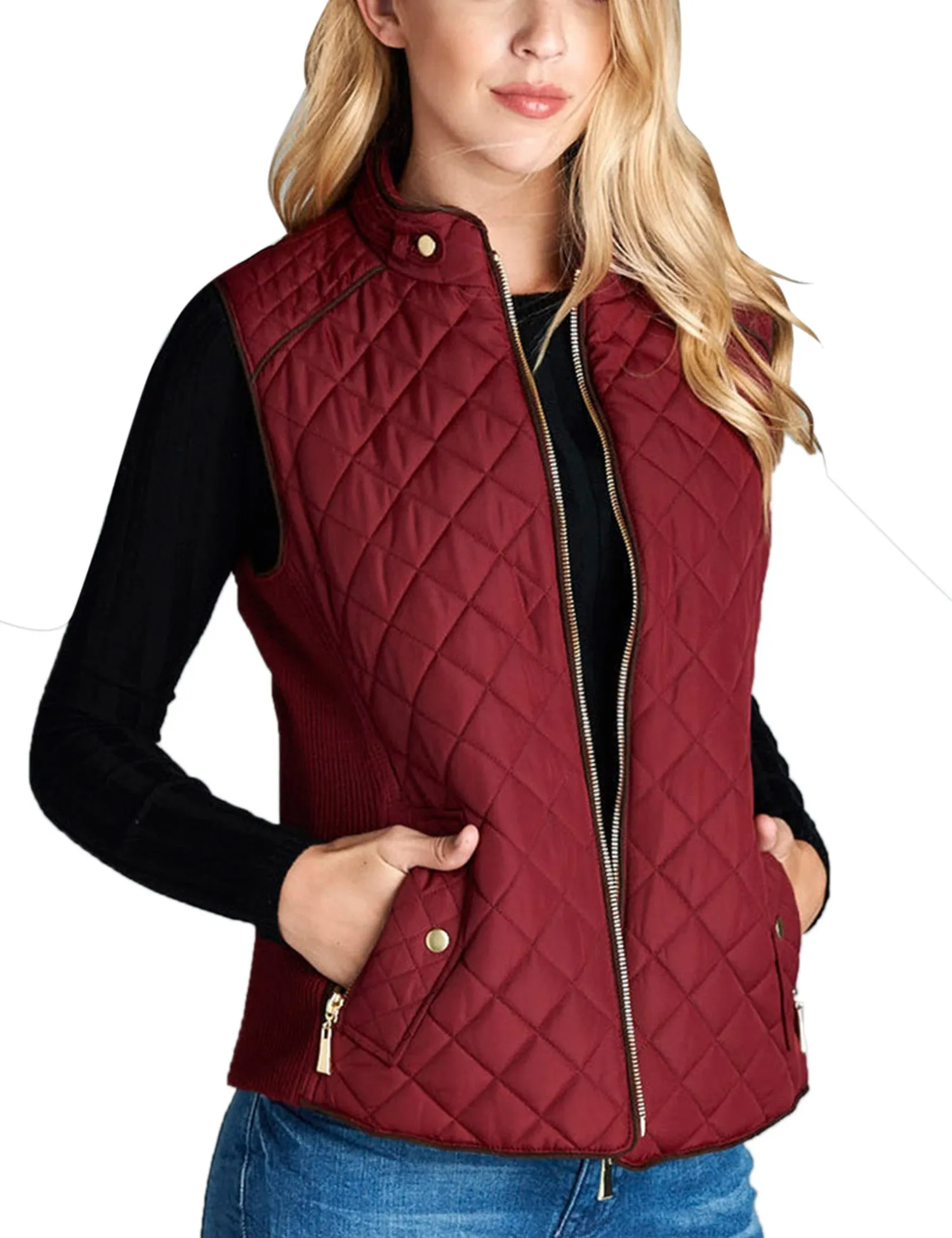 Womens Quilted Vest Fully Lined Lightweight Padded Vest Plus Size (S-3X)