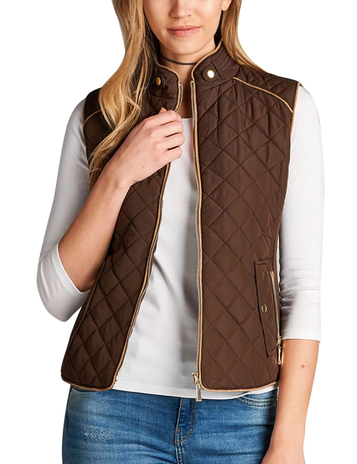 Womens Quilted Vest Fully Lined Lightweight Padded Vest Plus Size (S-3X)