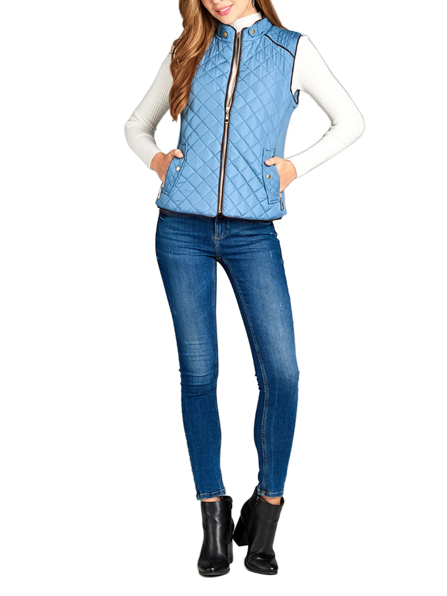 Womens Quilted Vest Fully Lined Lightweight Padded Vest Plus Size (S-3X)