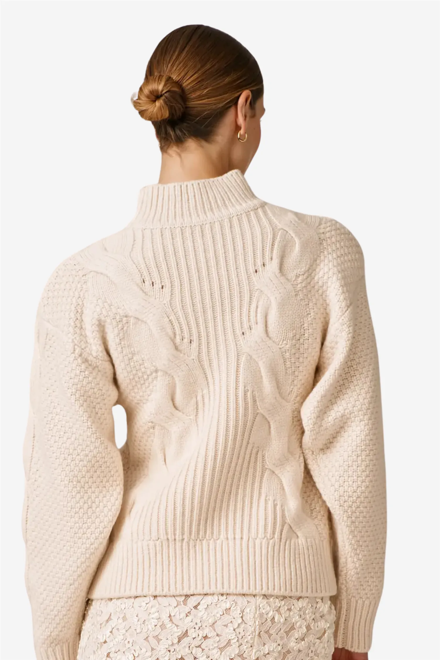 Wool Knit Turtleneck Off White