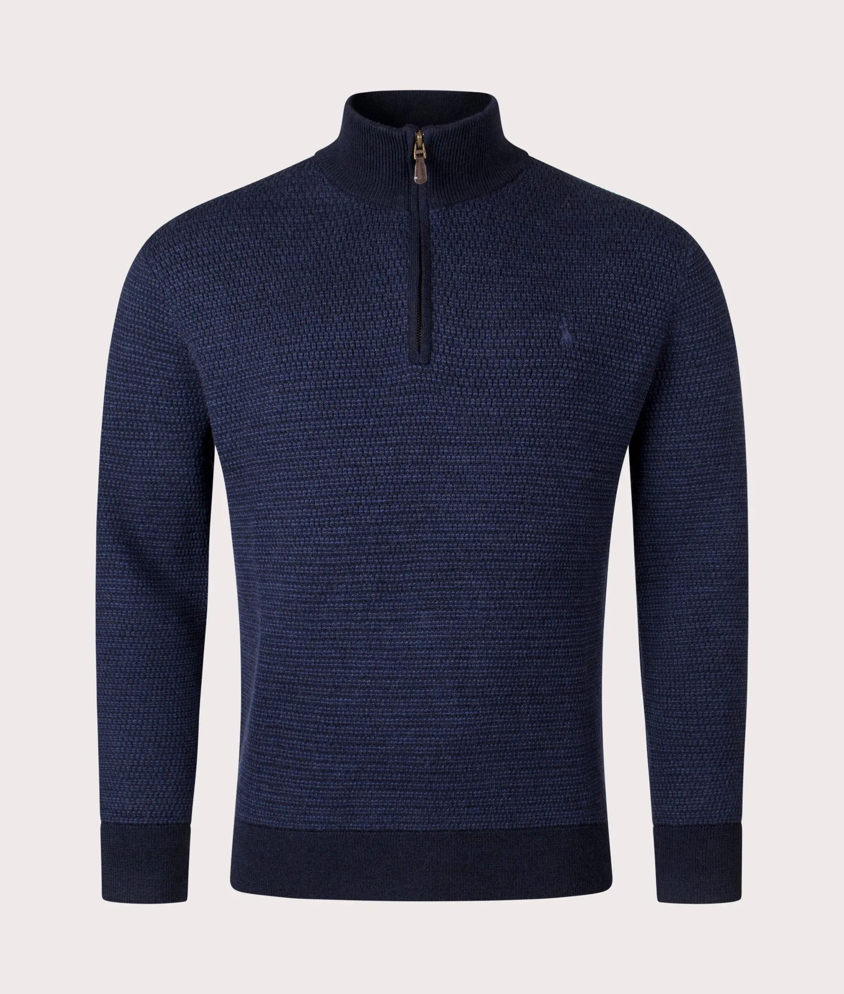 Wool Quarter Zip Turtleneck Jumper