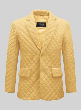 Yellow Bocelli Quilted Leather Blazer